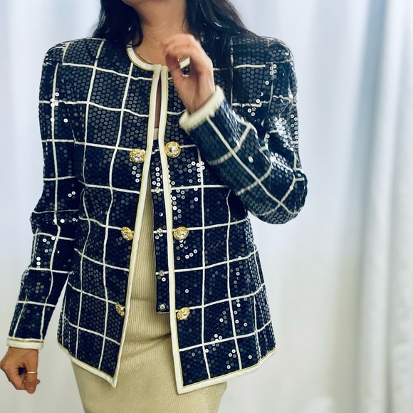 Vintage Karen Lawrence by Mathew Sequin Chanel Like Blazer - Picture 14 of 17